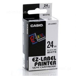 Taśma Casio XR24WE1 biała/ czarny nadruk