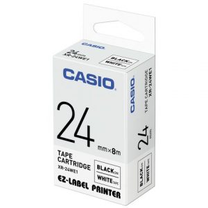 Taśma Casio XR24WE1 biała/ czarny nadruk